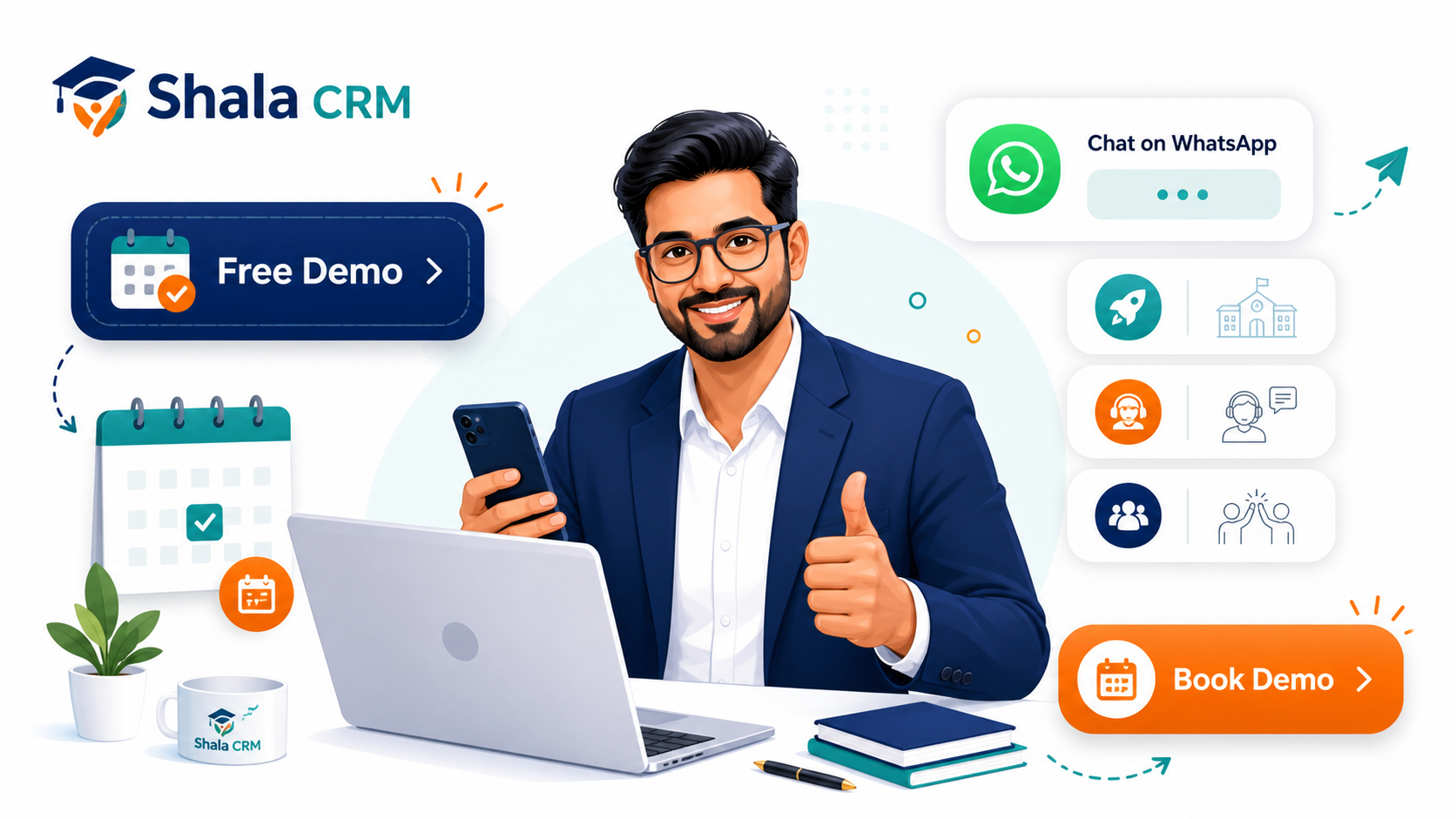 Book Shala CRM free demo illustration