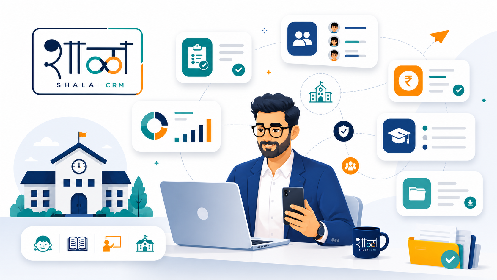 Shala CRM institute management illustration