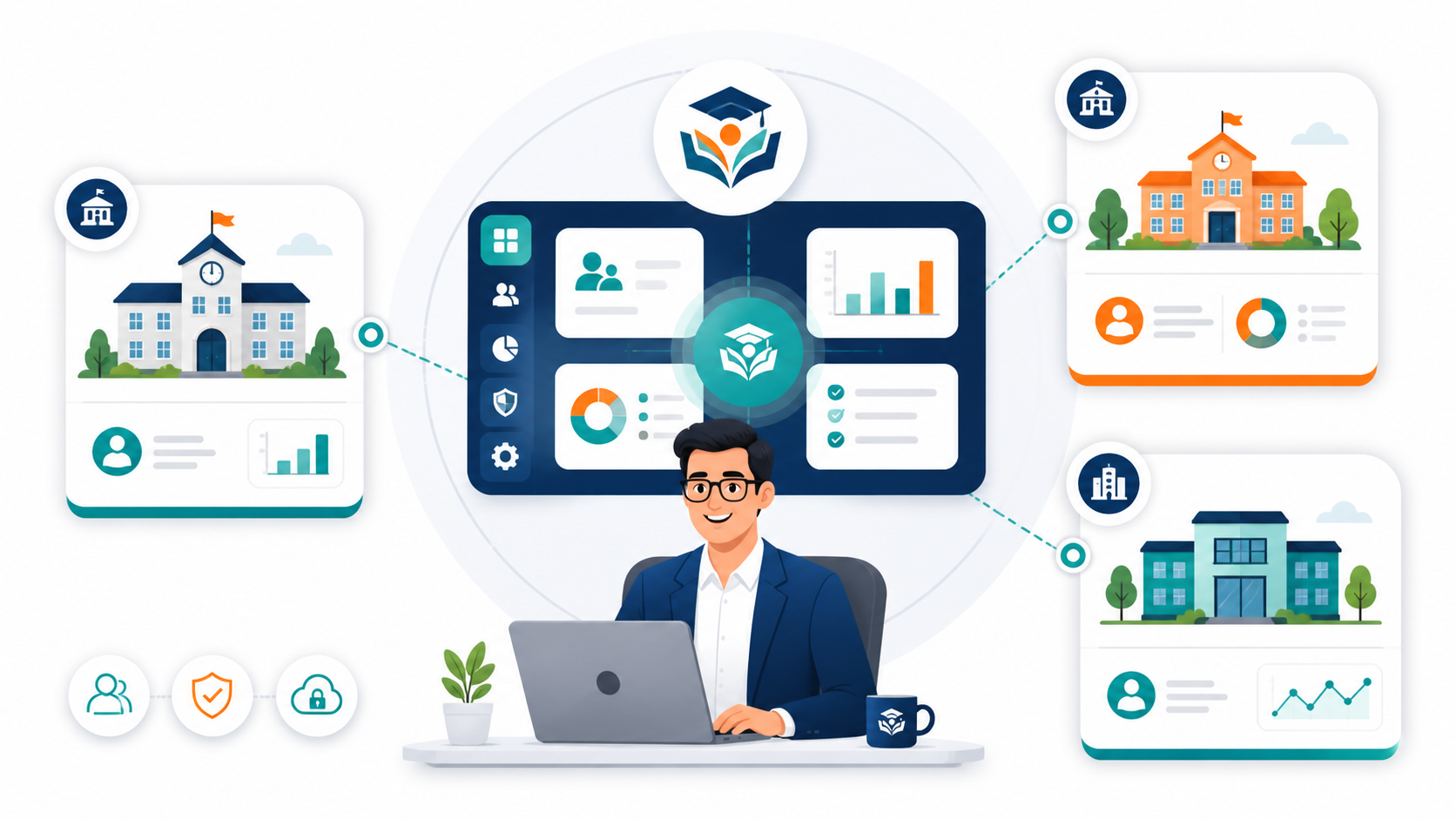 Multi branch institute management illustration